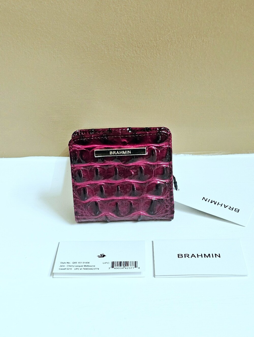 NWT Brahmin CHERRY LACQUER Mod Small Hallie w/Jane Wallet - Picture 12 of 16